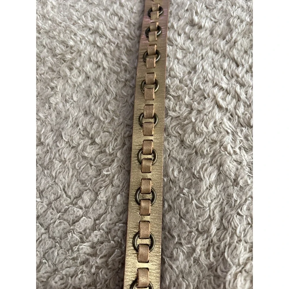 Calvin Klein Jeans Large Distressed Metallic Gold Brass Leather Belt Large VTG